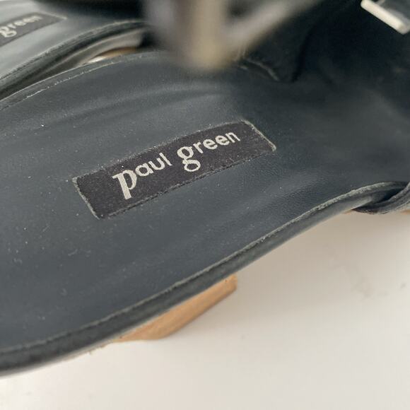 PAUL GREEN Madonna Sandal Bootie Ankle Strap Peep Toe Black Leather 4 UK 6.5 US - Picture 8 of 10